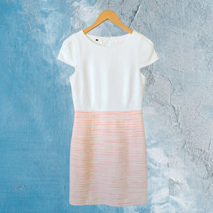 Anthropologie 4C Tweed Sheath Mini Dress White Orange